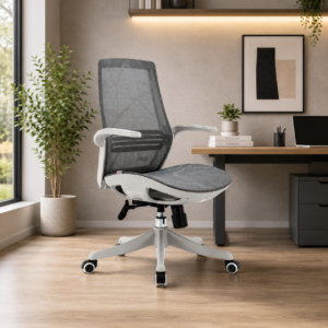 Silla Operativa S59 Mesh Gris y Estructura Blanca