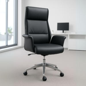 Silla Ejecutiva Patri Vinipiel Negro y Base Cromada