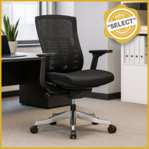 Silla Operativa TB62 Mesh con Tela Negra y Base Cromada