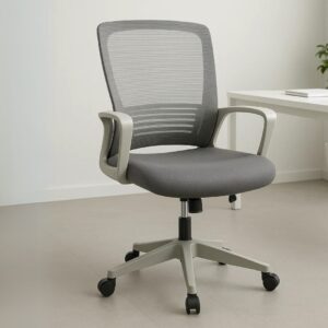 Silla Operativa H3 Mesh con Tela Gris y Estructura Blanca