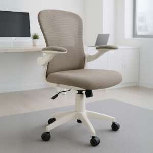 Silla Operativa H6 Mesh con Tela Gris y Brazos Abatibles