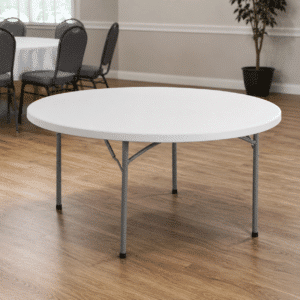 Mesa Plegable Redonda 152cm  Plastico Blanco