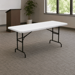 Mesa Plegable Rectangular 2 Secciones 183cm×76cm Plastico Blanco