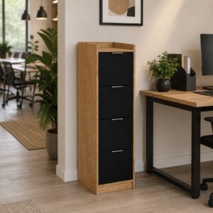 Archivero Vertical Fijo con 4 Gavetas y 1 Entrepaño