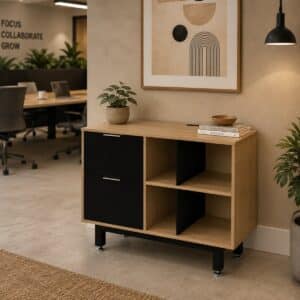 Credenza Alta con Papelera y Archivo 90 x 75 cm (Izquierdo)
