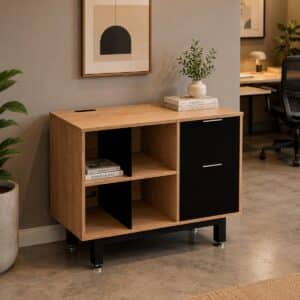 Credenza Alta con Papelera y Archivo 90 x 75 cm (Derecho)