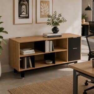 Credenza Alta con Papelera y Archivo 150 x 75 cm (Derecho)