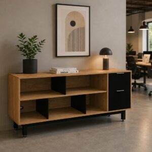 Credenza Alta con Papelera y Archivo 180 x 75 cm (Derecho)