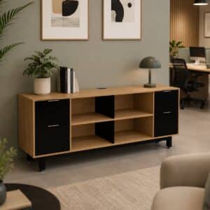 Credenza Alta con Doble Papelera y Archivo 180 x 75 cm