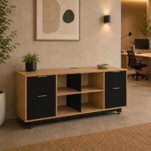 Credenza Baja con Doble Papelera y Archivo 150 x 67.5 cm