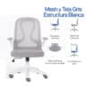 Silla Operativa E107 Mesh y Tela Color Gris Estructura Blanca - Thumbnail Image 8