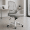 Silla Operativa E107 Mesh y Tela Color Gris Estructura Blanca - Thumbnail Image 1