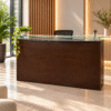 Recepcion Recta Filo cubierta de vidrio Chapa Walnut - Thumbnail Image 1