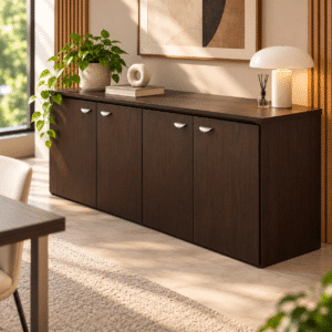 Credenza 4 Puertas Filo 182x53x75 Chapa Walnut