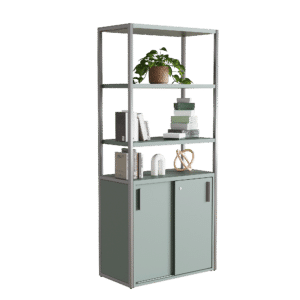 Librero Filio con credenza baja y puertas corredizas 180x75 cm