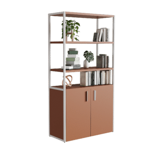 Librero Filio con credenza baja y puertas abatibles 180x90 cm