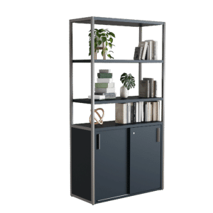 Librero Filio con credenza baja y puertas Corredizas 180x90 cm