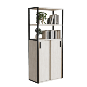 Librero Filio con credenza alta y puertas Corredizas 180x75 cm