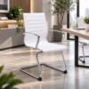Silla de Visita Retro en Vinipiel Blanco, Estructura Cromo - Thumbnail Image 1