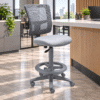 Silla Cajero Quadra Asiento en Tela y Respaldo en Mesh Gris s/b con Aro de Nylon, Estructura Gris - Thumbnail Image 1