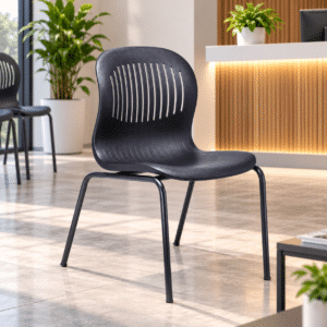Silla de Visita Estibable para eventos en Polipropileno, Estructura Negra