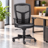 Silla Operativa RP-4501 Asiento en Piel y Respaldo en Mesh Negro, Estructura Negra - Thumbnail Image 1