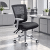 Silla Operativa Quadra Mesh y Tela Negro Estructura Gris - Thumbnail Image 1