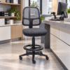 Silla Cajero RS-490/45 Asiento en Tela y Respaldo en Mesh Negro s/b con Aro de Nylon - Thumbnail Image 1