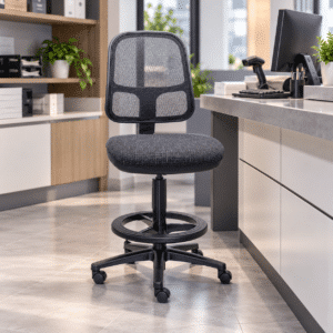 Silla Cajero RS-490/45 Asiento en Tela y Respaldo en Mesh Negro s/b con Aro de Nylon