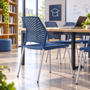 Silla de Visita Rewind Color Azul Estructura Gris