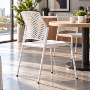 Silla de Visita Rewind Color Blanco Estructura Gris