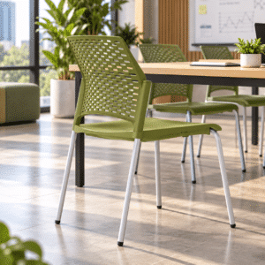 Silla de Visita Rewind Color Verde Estructura Gris