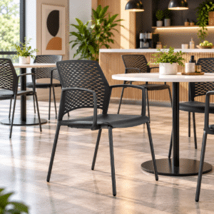 Silla de Visita Rewind Color Negro Estructura Negra