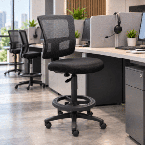 Silla Cajero Quadra Asiento y Respaldo en Mesh Negro s/b, Estructura Negra