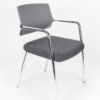 Silla de visita Cool 2322-RE20 de 4 puntos con asiento en tela terra/niebla y estructura cromada