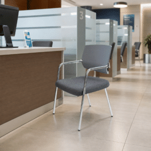 Silla de Visita Cool 4 Puntos Respaldo en Polipropileno y Asiento en Tela Terra/Niebla Estructura Cromada