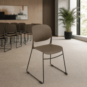Silla de Visita 4 Puntos Multifuncional RE-615 Color Café, Base de trineo