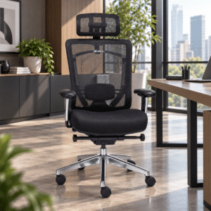 Silla de oficina Ejecutiva c/cabecera Dynamic Mesh y Tela Negro