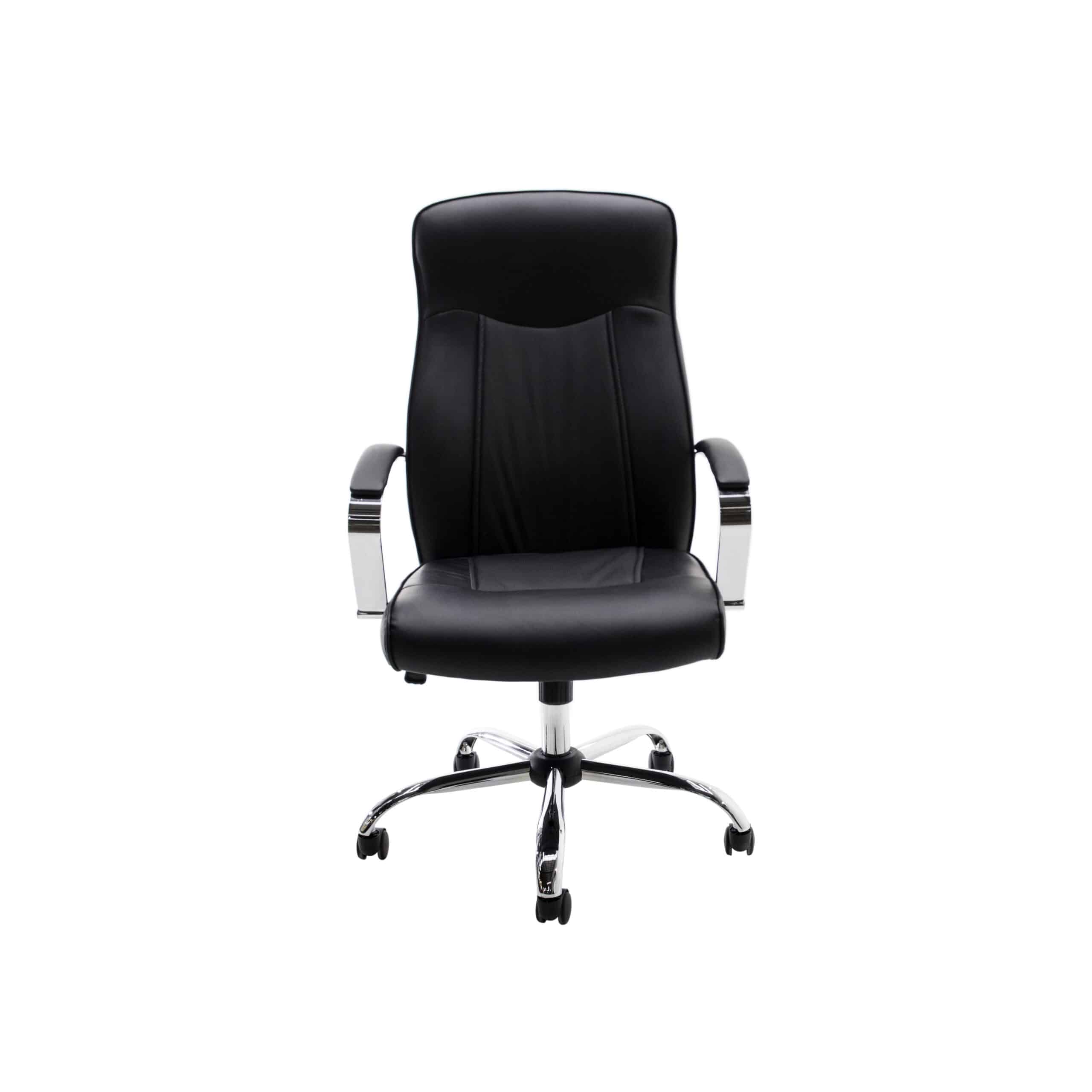 Silla ejecutiva Klave 1120 en vinipiel negro con estructura cromada