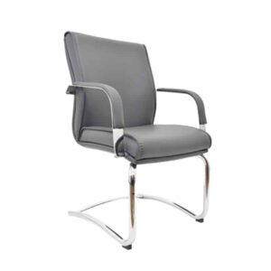 Silla de visita BM-4003 tapizada en vinipiel gris