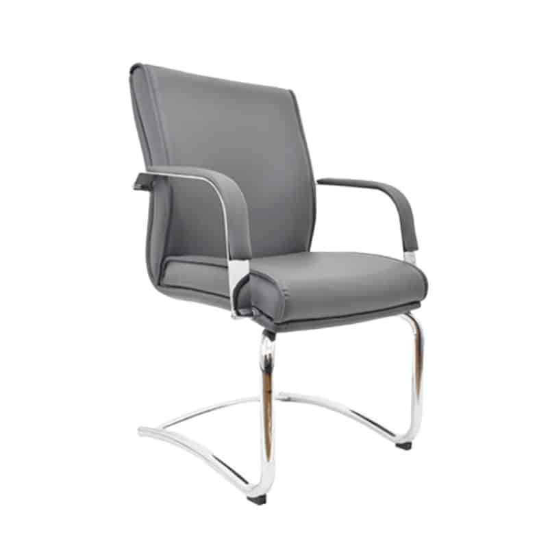 Silla de visita BM-4003 tapizada en vinipiel gris