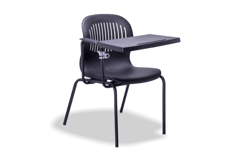 Mesabanco RE-981 en polipropileno negro con estructura de acero y paleta abatible