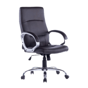 Silla ejecutiva Klave 1110 en vinipiel negro con base cromada