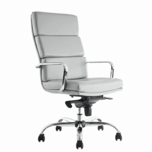 Silla ejecutiva BM-1600 tapizada en vinipiel gris claro