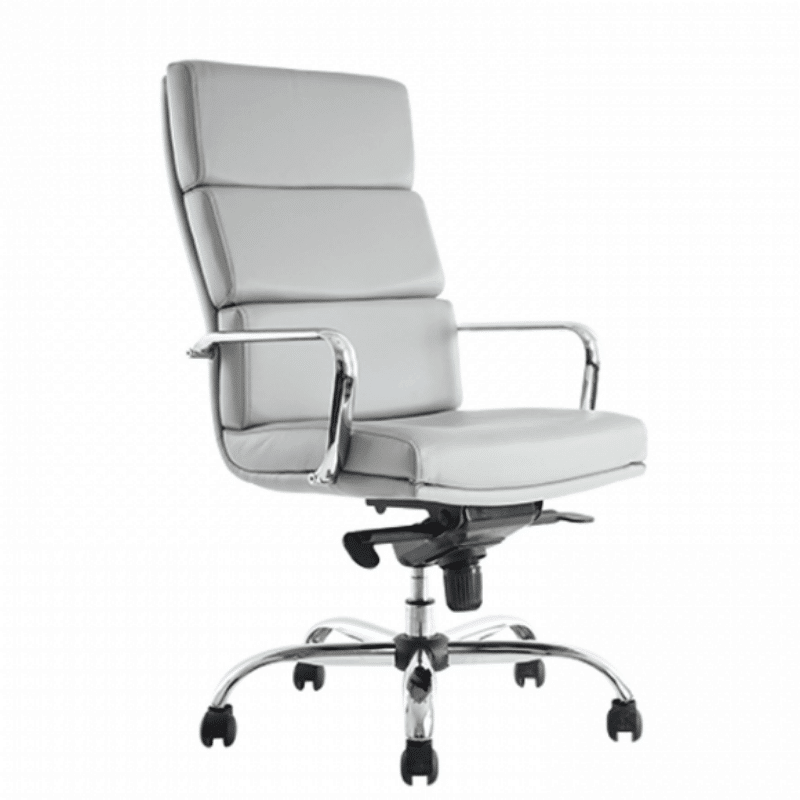 Silla ejecutiva BM-1600 tapizada en vinipiel gris claro