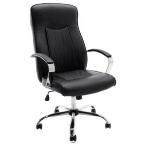 Silla ejecutiva Klave 1120 en vinipiel negro con estructura cromada