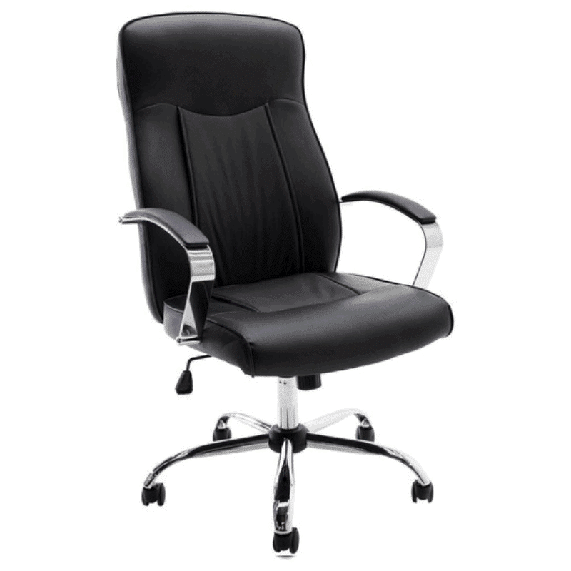 Silla ejecutiva Klave 1120 en vinipiel negro con estructura cromada