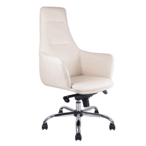Silla ejecutiva BM-1290 tapizada en vinipiel blanco