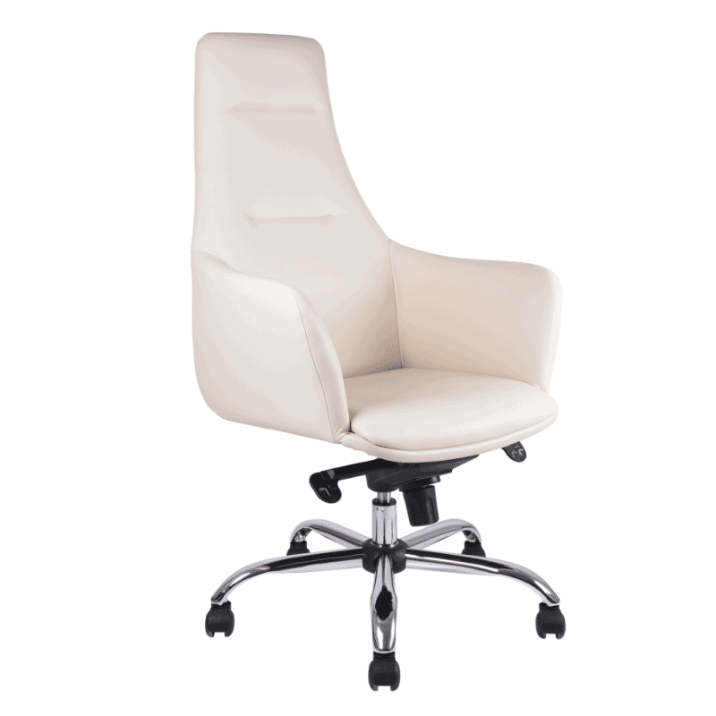 Silla ejecutiva BM-1290 tapizada en vinipiel blanco