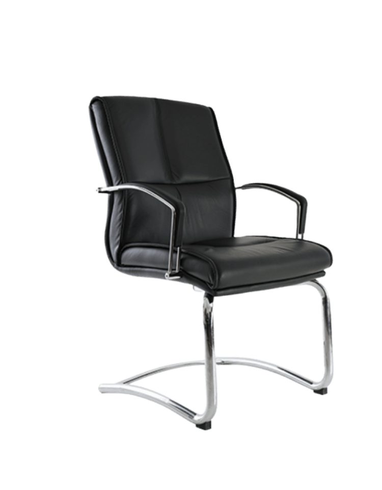 Silla de visita BM-93 tapizada en vinipiel negro